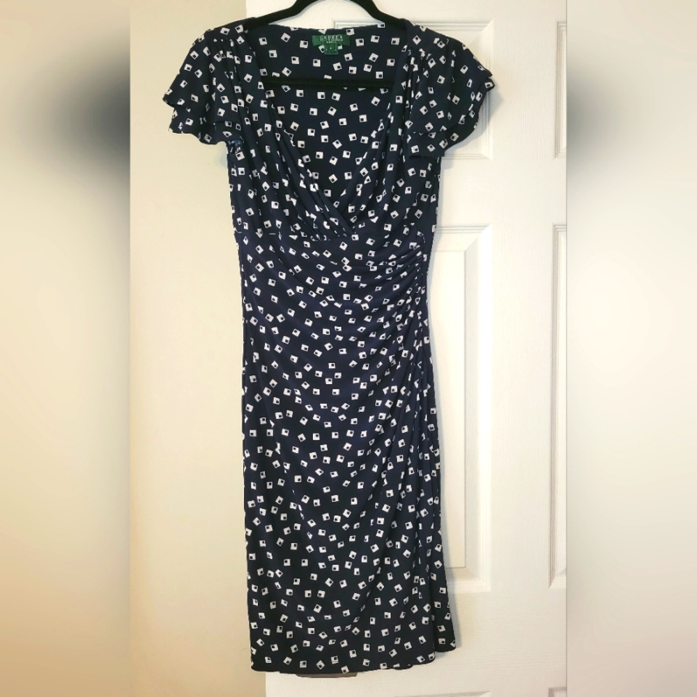 Ralph Lauren Navy Blue Short Sleeve Midi Dress Size 6